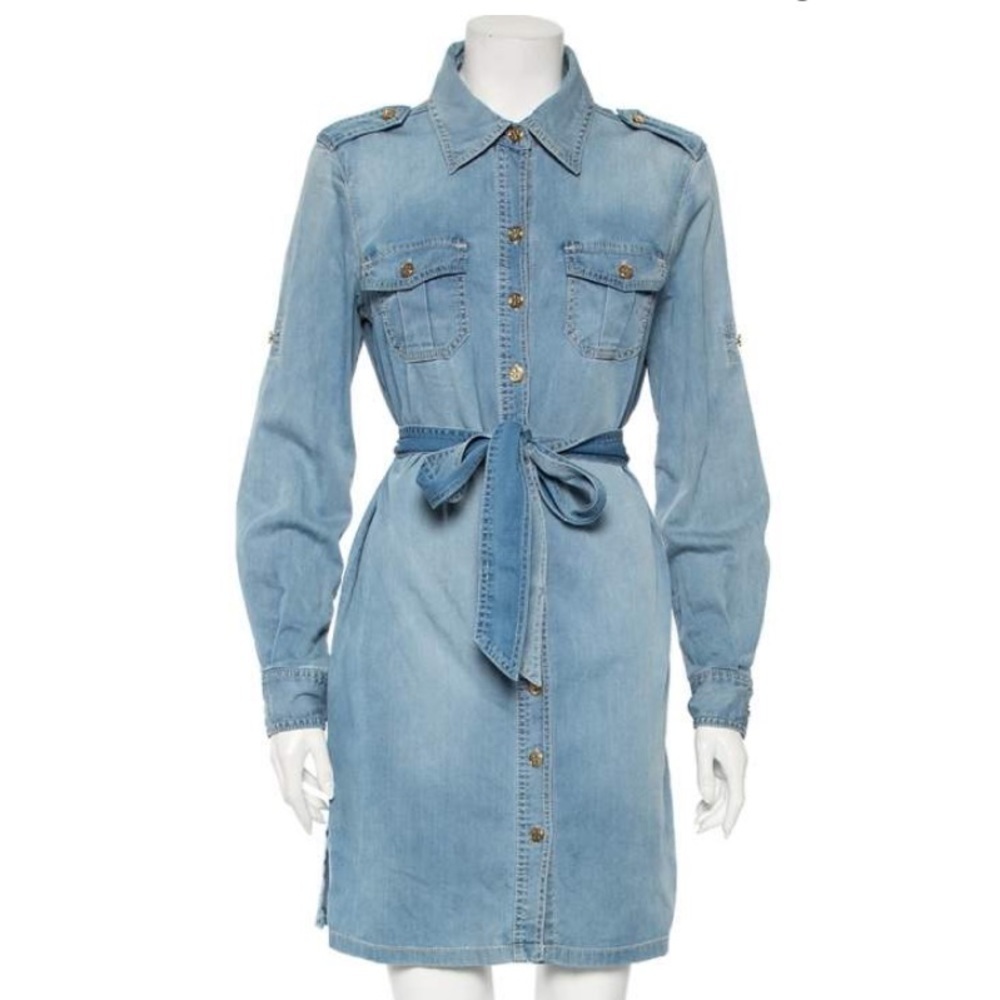 Tory Burch Light Blue Long Sleeve Denim Dress